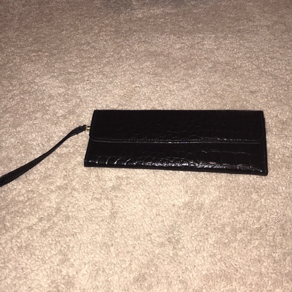 Black Leather Clutch Purse